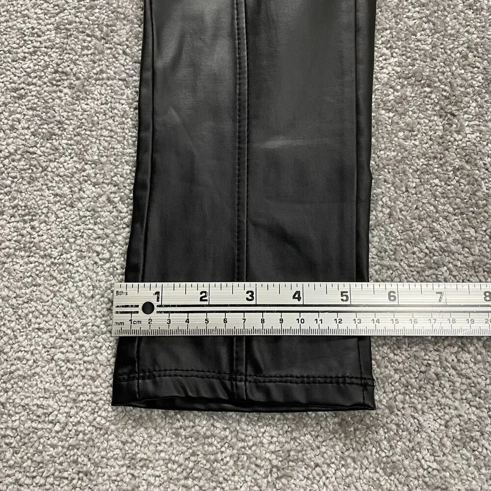 Shinestar Pants womens Large Black Faux Leather Slim Stretch Zip Pockets 31x31
